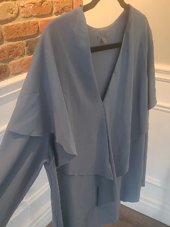 COS Light Blue V Neck Ruffled Top - Picture 6 of 11